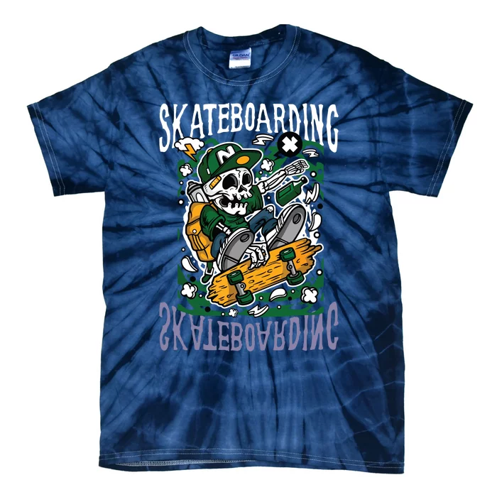 Santa Cruz Skateboarding Skull Skateboard Street Wear Tie-Dye T-Shirt