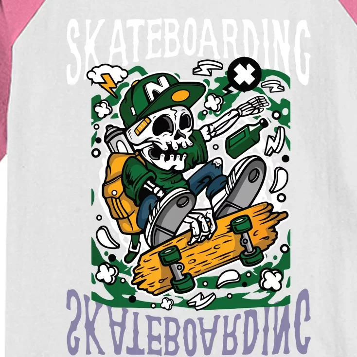 Santa Cruz Skateboarding Skull Skateboard Street Wear Kids Colorblock Raglan Jersey