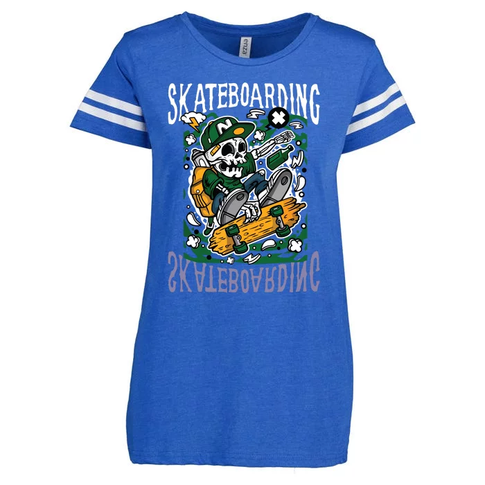 Santa Cruz Skateboarding Skull Skateboard Street Wear Enza Ladies Jersey Football T-Shirt