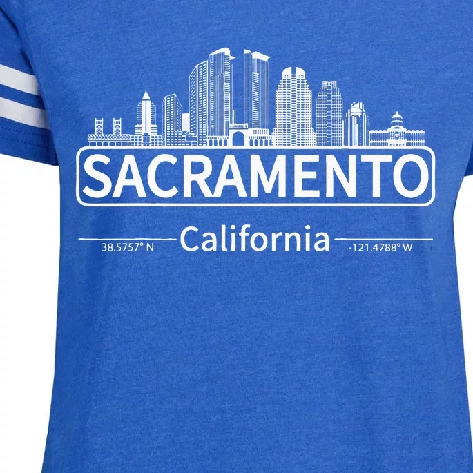 Sacramento California Skyline Travel to Sacramento Enza Ladies Jersey Football T-Shirt