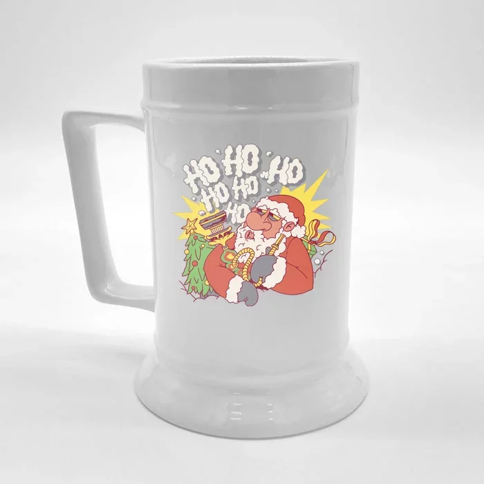 Santa Claus Smoking Hookah Front & Back Beer Stein