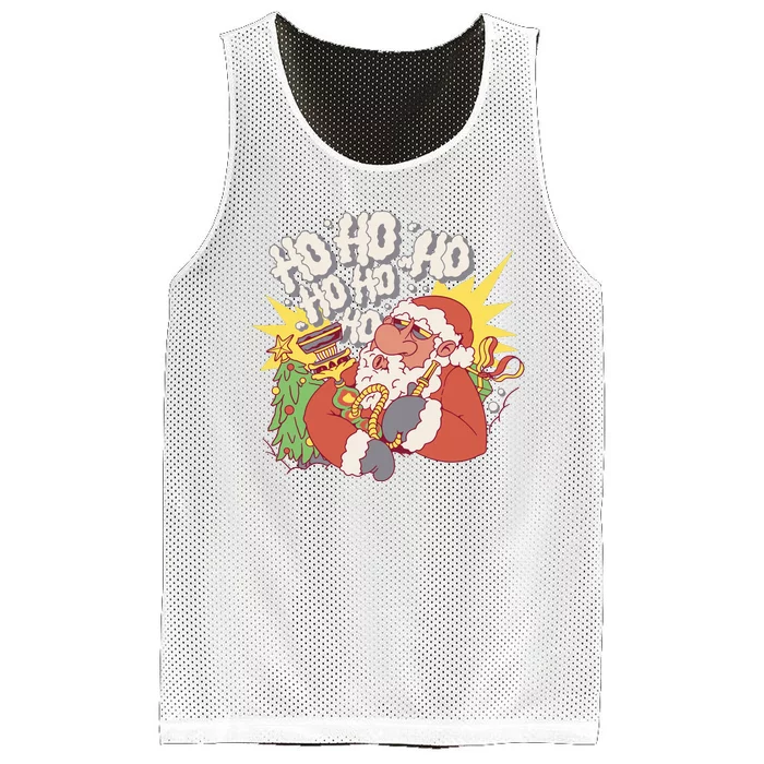 Santa Claus Smoking Hookah Mesh Reversible Basketball Jersey Tank