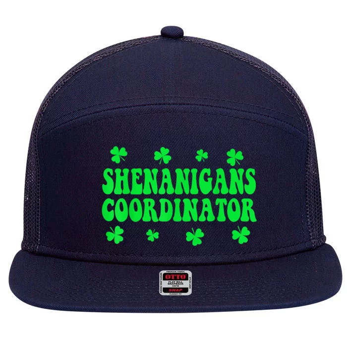 Shenanigans Coordinator Shirt Wo St Patricks Day Teacher 7 Panel Mesh Trucker Snapback Hat