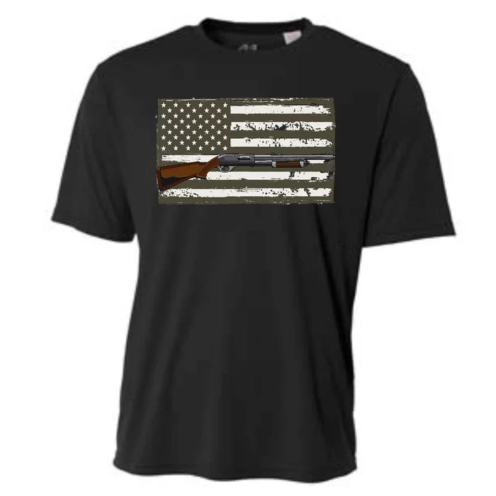 Sporting Clays Skeet USA Flag Clay Target Shooting Cooling Performance Crew T-Shirt