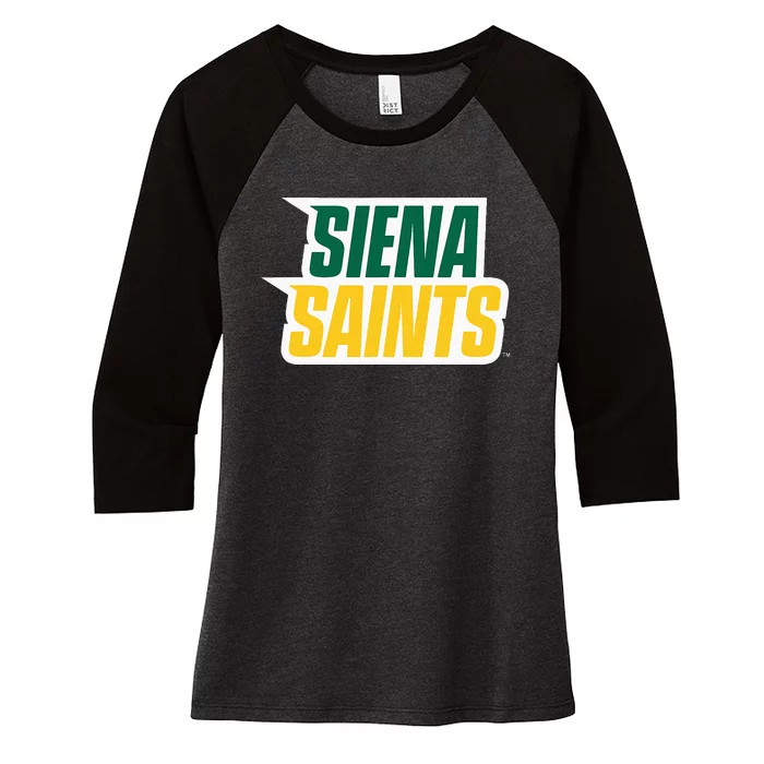 Siena College Saints New Stacked Type Women's Tri-Blend 3/4-Sleeve Raglan Shirt