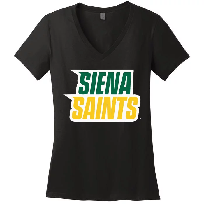 Siena College Saints New Stacked Type Women's V-Neck T-Shirt