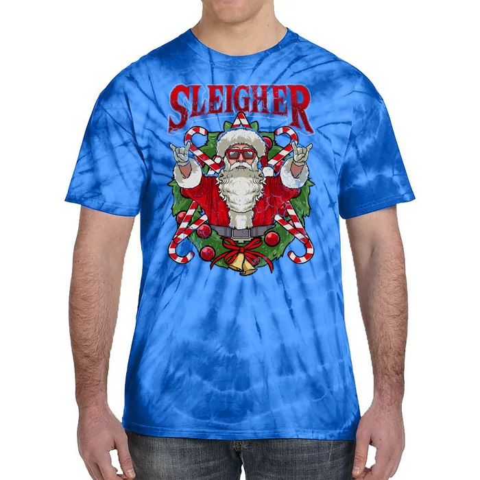 Sleigher Christmas Santa Claus Rock Metal Music Dad Teen Cool Gift Tie-Dye T-Shirt