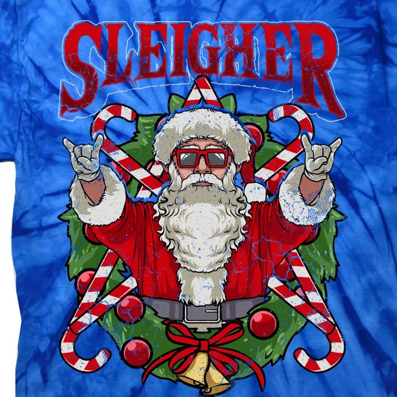 Sleigher Christmas Santa Claus Rock Metal Music Dad Teen Cool Gift Tie-Dye T-Shirt