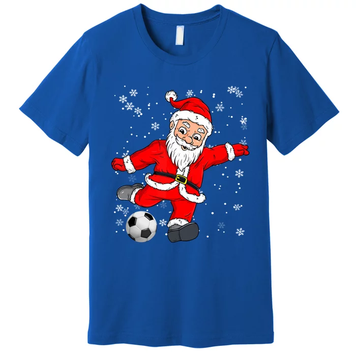 Santa Claus Soccer Christmas Xmas Party Sport Lover Funny Gift Premium T-Shirt