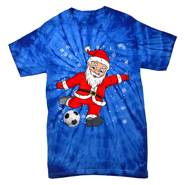 Santa Claus Soccer Christmas Xmas Party Sport Lover Funny Gift Tie-Dye T-Shirt