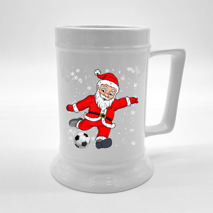 Santa Claus Soccer Christmas Xmas Party Sport Lover Funny Gift Front & Back Beer Stein