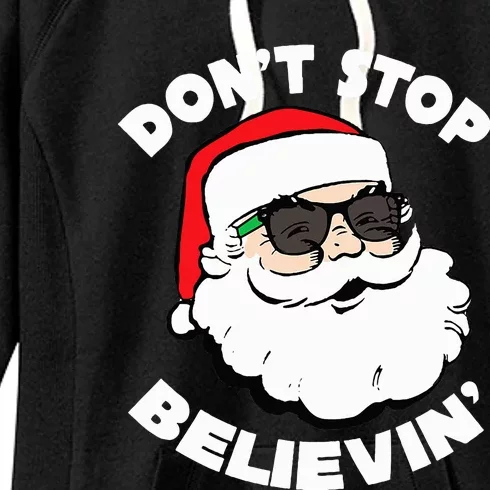 Santa Claus Sunglasses  Funny Santa Shades Christmas Santa Women's Fleece Hoodie