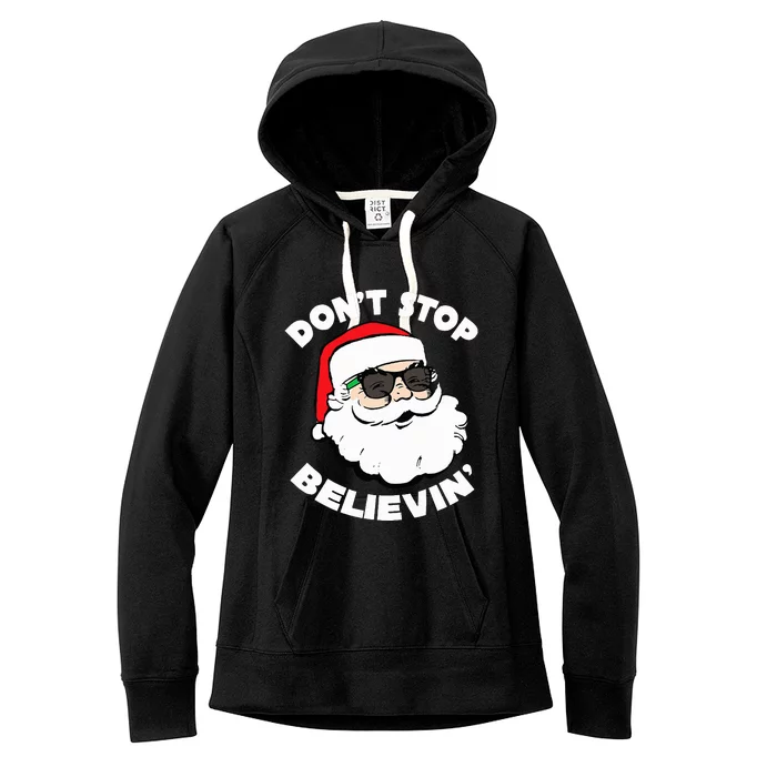 Santa Claus Sunglasses  Funny Santa Shades Christmas Santa Women's Fleece Hoodie