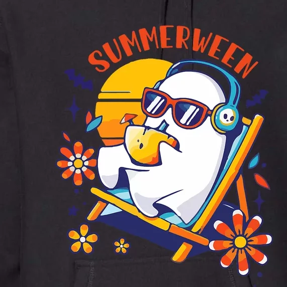 Summerween Cute Spooky Summer Ghost Halloween Lover Premium Hoodie