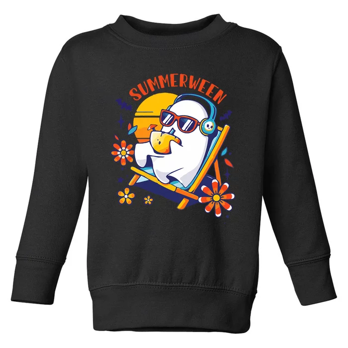 Summerween Cute Spooky Summer Ghost Halloween Lover Toddler Sweatshirt