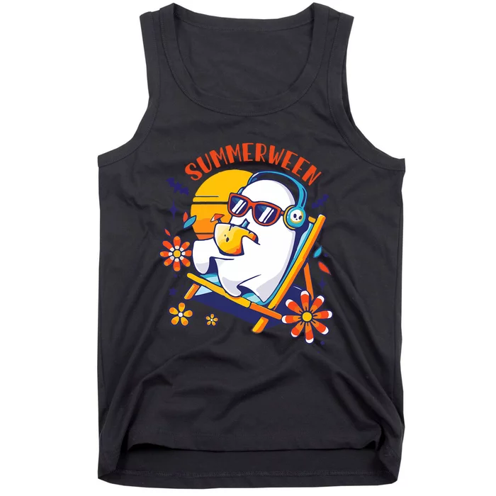 Summerween Cute Spooky Summer Ghost Halloween Lover Tank Top