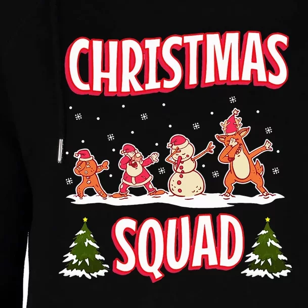 Snow Christmas Squad Santa Claus Gingerbread Frosty Snowman Womens Funnel Neck Pullover Hood