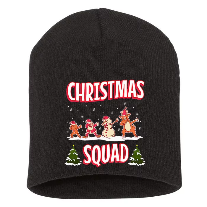 Snow Christmas Squad Santa Claus Gingerbread Frosty Snowman Short Acrylic Beanie