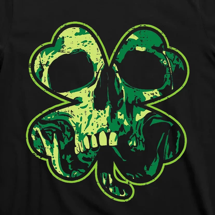 Shamrock Clover Skull Cool Irish St Patricks Day T-Shirt