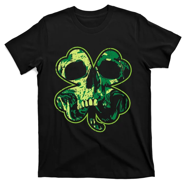 Shamrock Clover Skull Cool Irish St Patricks Day T-Shirt