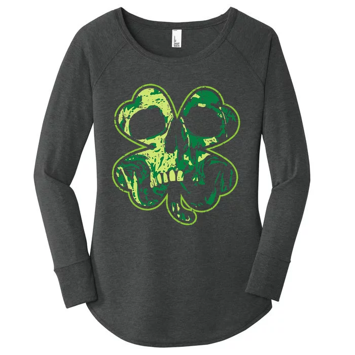 Shamrock Clover Skull Cool Irish St Patricks Day Women's Perfect Tri Tunic Long Sleeve Shirt