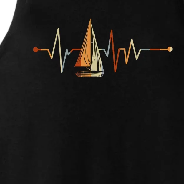 Sea Captain Sail Boat Heartbeat Boat Sailing Ladies Tri-Blend Wicking Tank