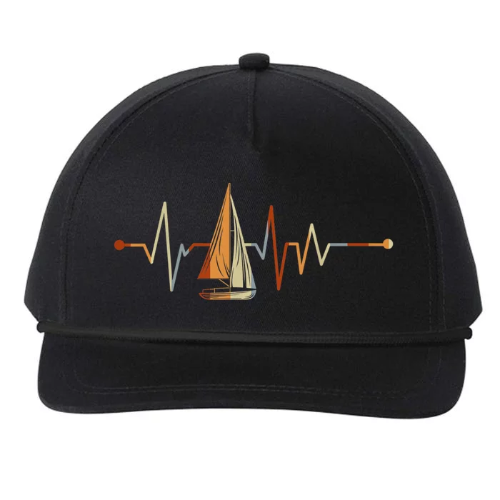 Sea Captain Sail Boat Heartbeat Boat Sailing Snapback Five-Panel Rope Hat