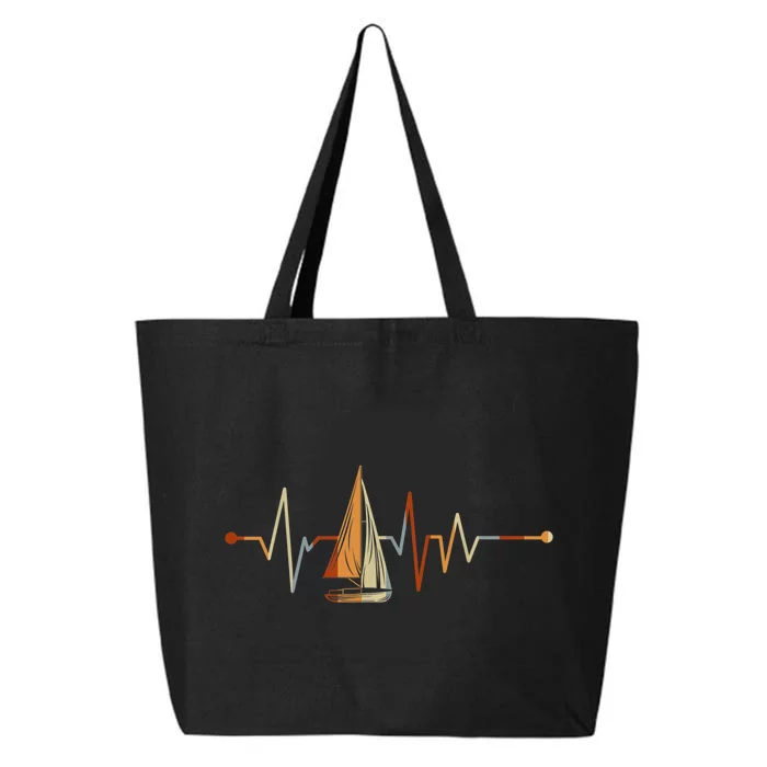 Sea Captain Sail Boat Heartbeat Boat Sailing 25L Jumbo Tote