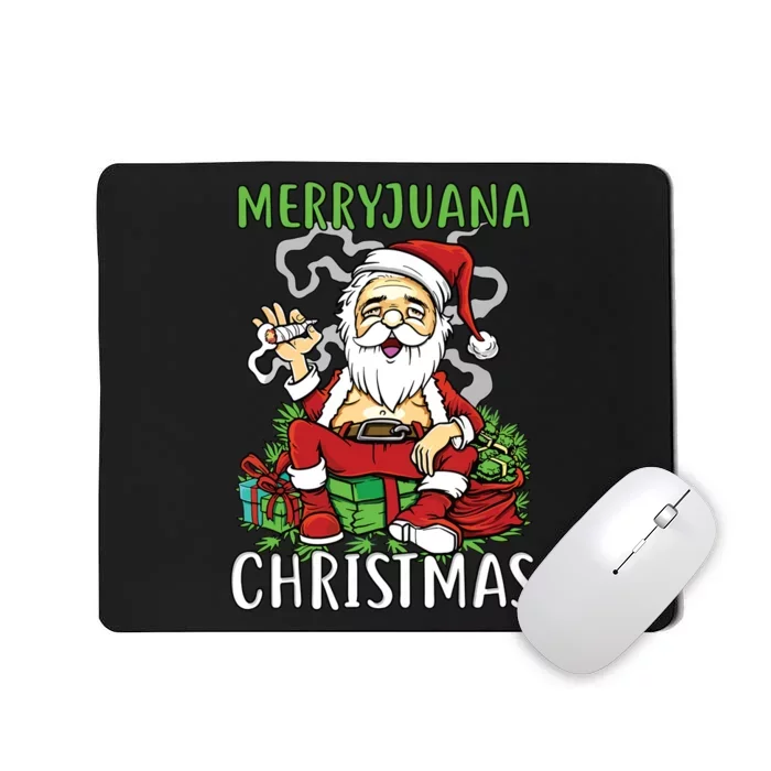 Santa Claus Smoking Weed Marryjuana Christmas 420 Mousepad