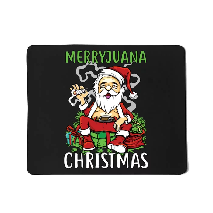 Santa Claus Smoking Weed Marryjuana Christmas 420 Mousepad