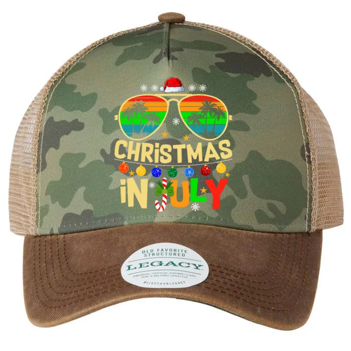 Santa Claus Sunglasses Beach Christmas In July Legacy Tie Dye Trucker Hat