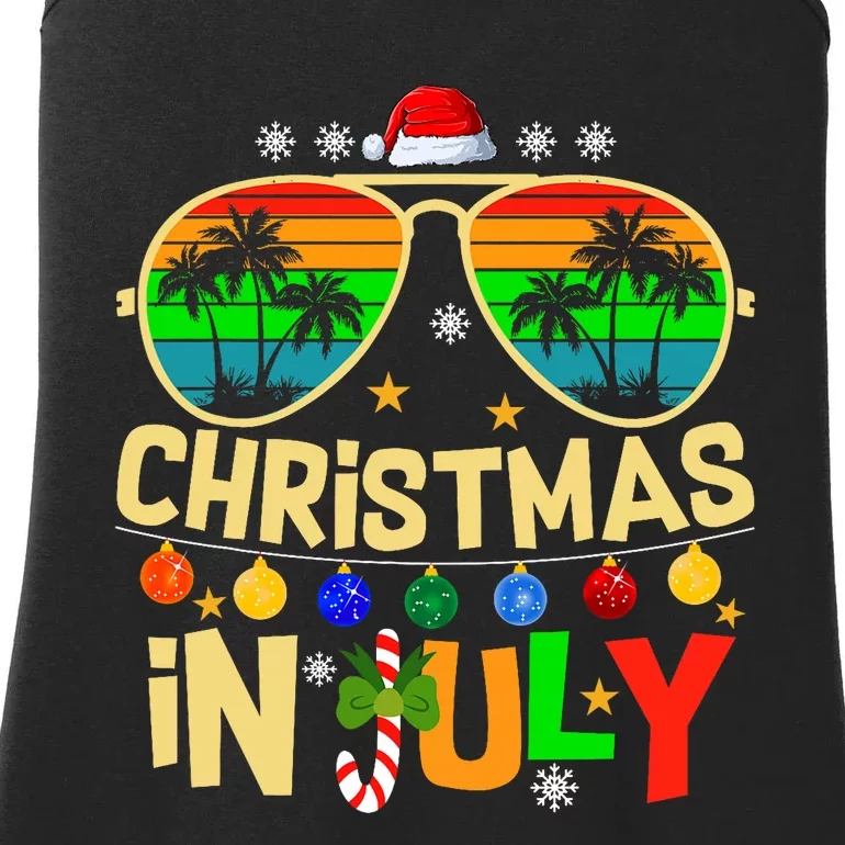 Santa Claus Sunglasses Beach Christmas In July Ladies Essential Tank