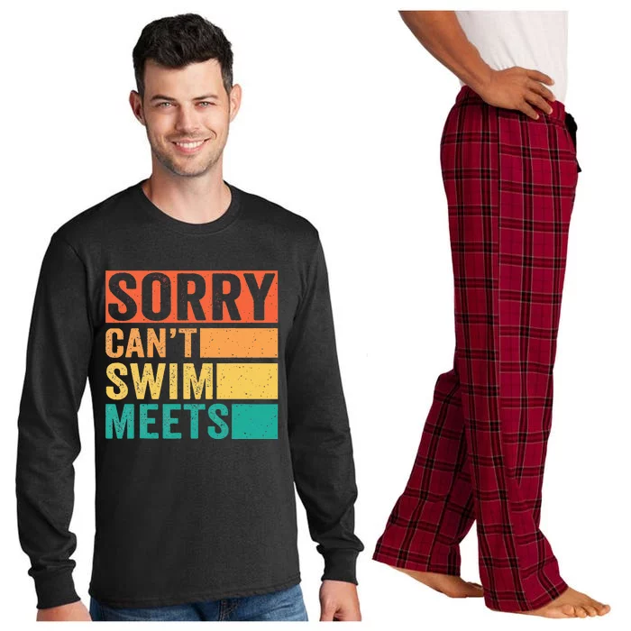 Sorry Can't Swim Meets Funny Retro Swimming Coach Swimmer Long Sleeve Pajama Set