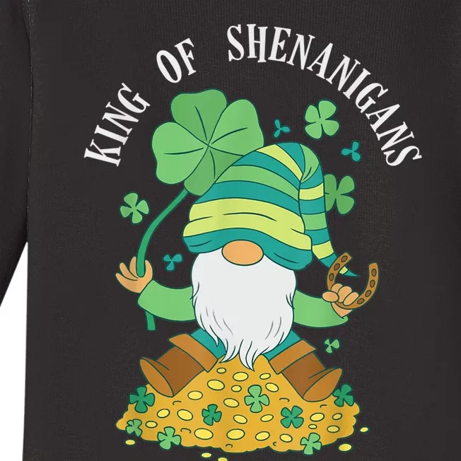 Shenanigans Coordinator St Patrick's Day Gnomes Green Baby Long Sleeve Bodysuit