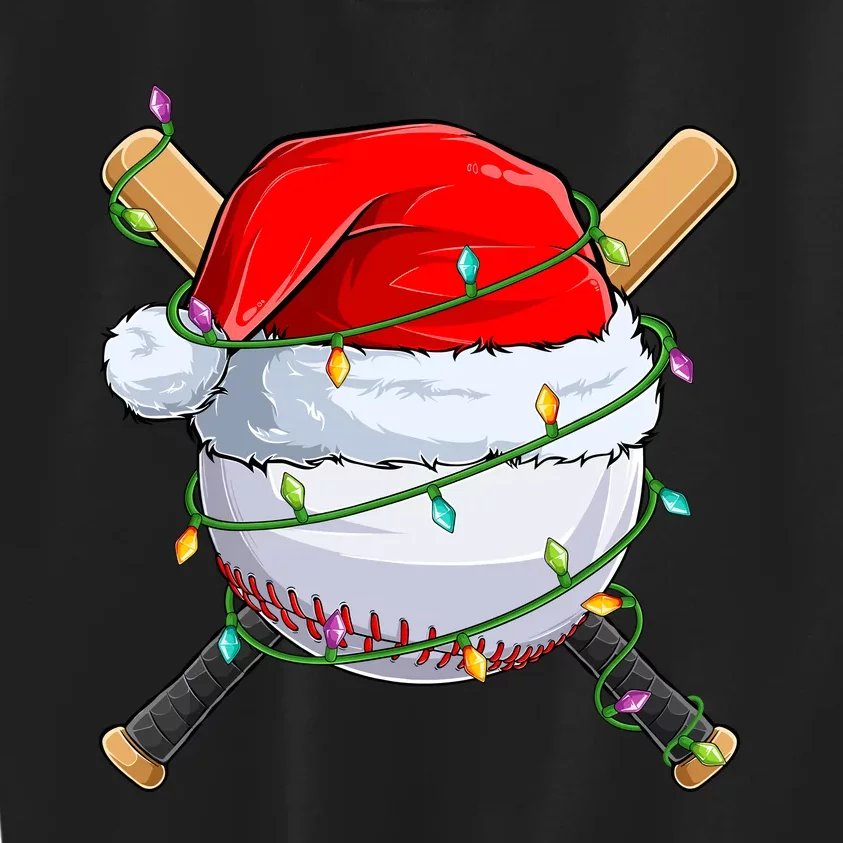 Santa Christmas Sports Christmas Baseball Player Kids Sweatshirt