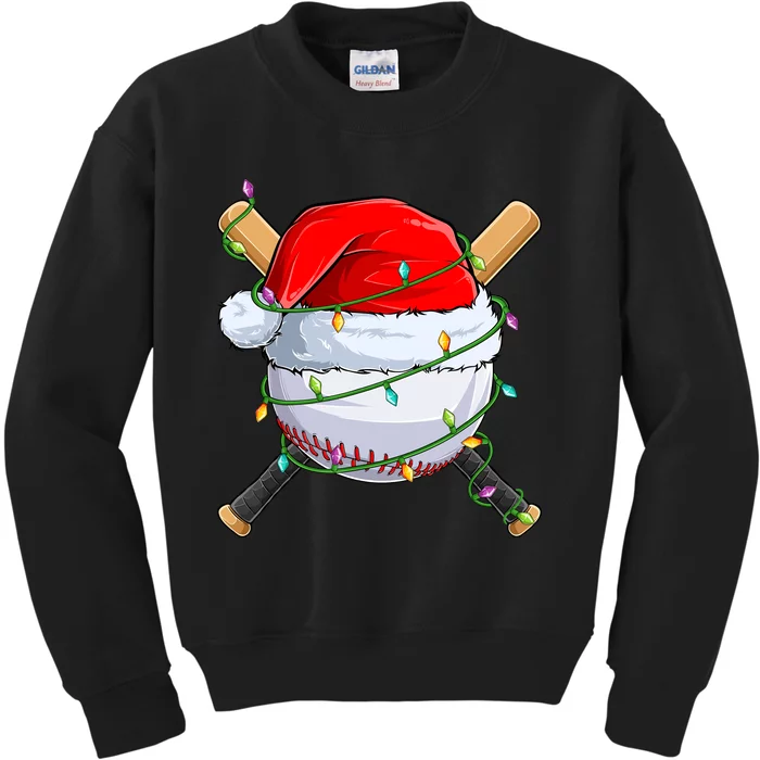 Santa Christmas Sports Christmas Baseball Player Kids Sweatshirt