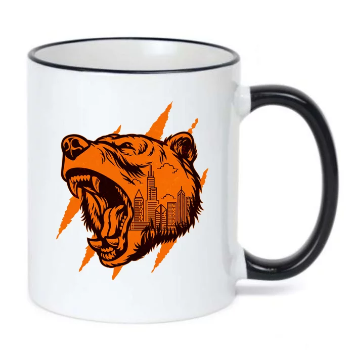 Sporty Chicago Skyline Roaring Bear Black Color Changing Mug