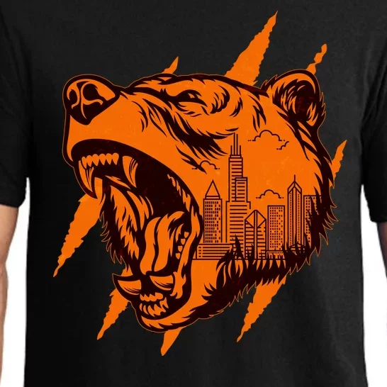 Sporty Chicago Skyline Roaring Bear Pajama Set