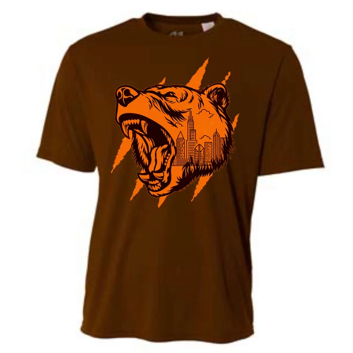 Sporty Chicago Skyline Roaring Bear Cooling Performance Crew T-Shirt