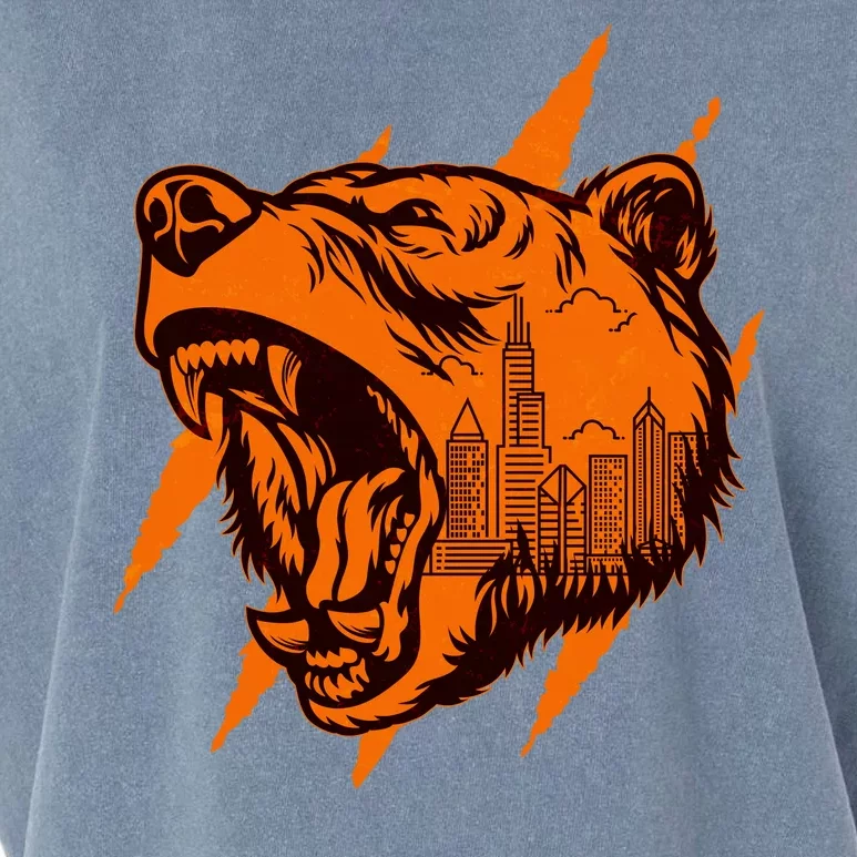 Sporty Chicago Skyline Roaring Bear Garment-Dyed Women's Muscle Tee