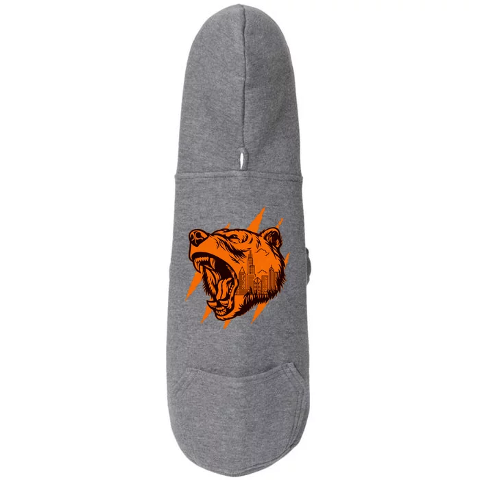 Sporty Chicago Skyline Roaring Bear Doggie 3-End Fleece Hoodie