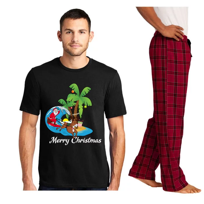 Surfing Christmas Santa Claus Comes To The City Gift Pajama Set