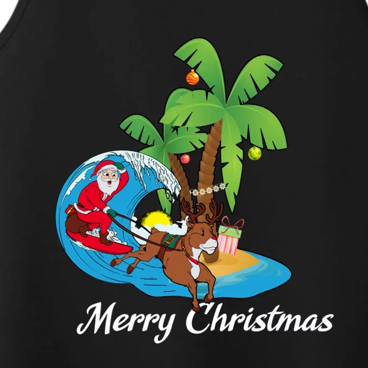 Surfing Christmas Santa Claus Comes To The City Gift Performance Tank