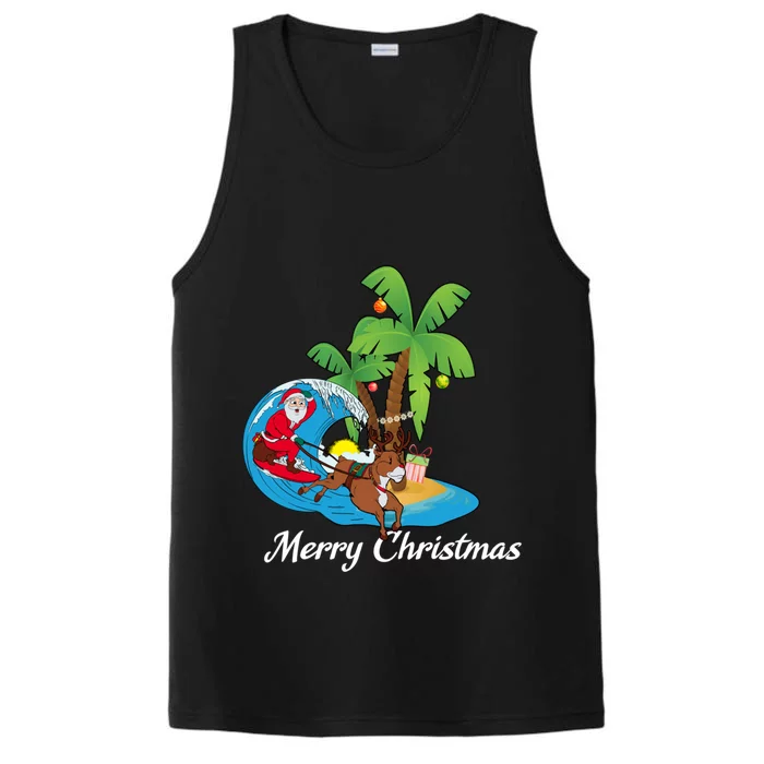 Surfing Christmas Santa Claus Comes To The City Gift Performance Tank