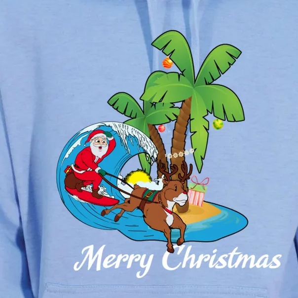 Surfing Christmas Santa Claus Comes To The City Gift Unisex Surf Hoodie