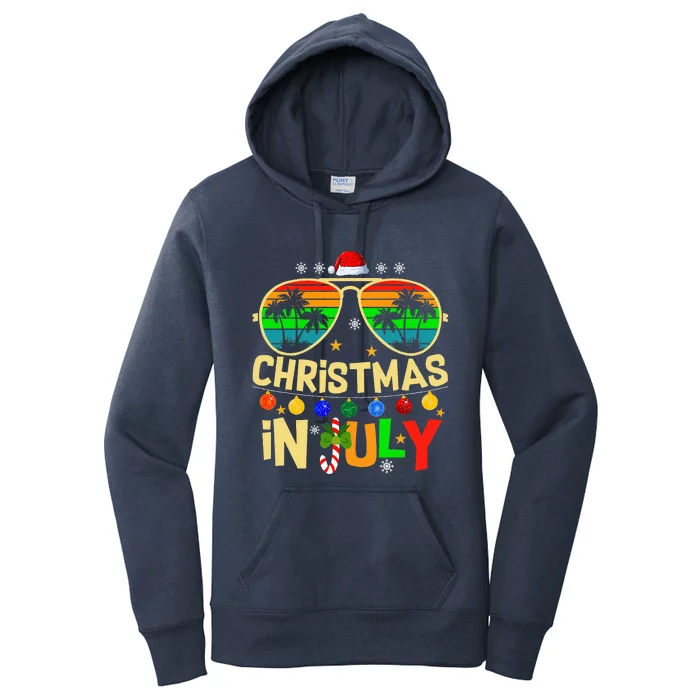 Santa Claus Sunglasses Beach Christmas Women's Pullover Hoodie