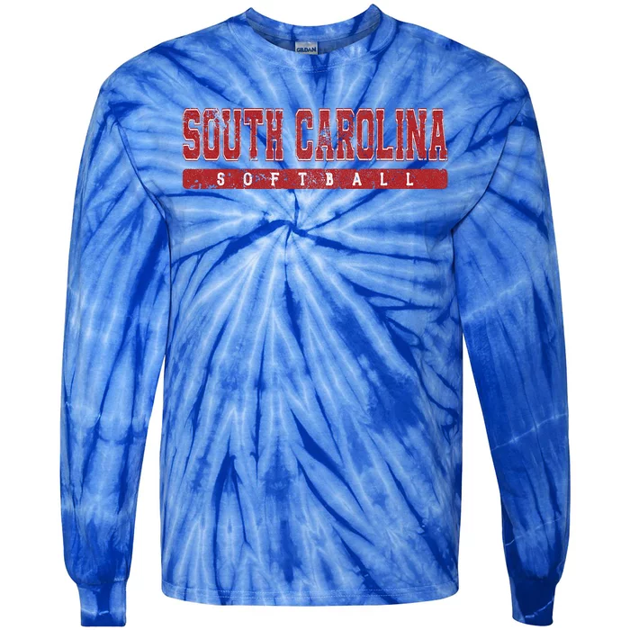 South Carolina Softball Red Vintage Tie-Dye Long Sleeve Shirt