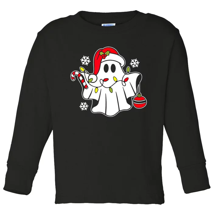 Spooky Christmas Santa Ghost Toddler Long Sleeve Shirt