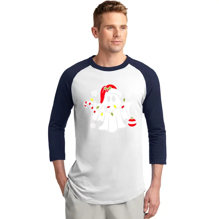 Spooky Christmas Santa Ghost Baseball Sleeve Shirt