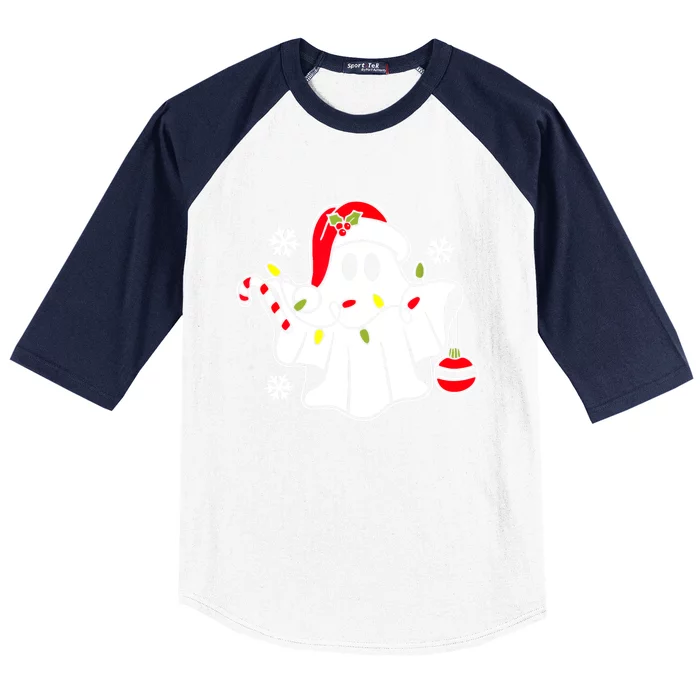 Spooky Christmas Santa Ghost Baseball Sleeve Shirt